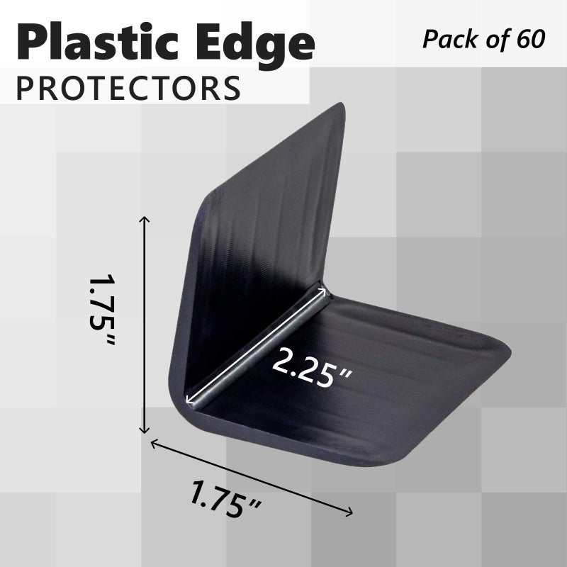 IDL Packaging 2.25" x 1.75" Plastic Edge Protectors for up to 1" Strapping, Black Color (Pack of 120) - Reusable Strap Corner Protector with Anti-Slip Ribbed Channels - Durable and Tough Strap Guards - Image 2